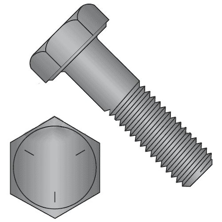Grade 5, 1/2-13 Hex Head Cap Screw, Plain Steel, 1-3/4 In L, 50 PK
